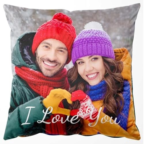 Easycosy Custom Pillow with Picture & Text, Two-Sides Velvet Customized Photo Pillowcase, 16"x16" Personalized Pillow Cover with Photo, Custom Mother's Day Love Gifts (Optional Pillow Insert)