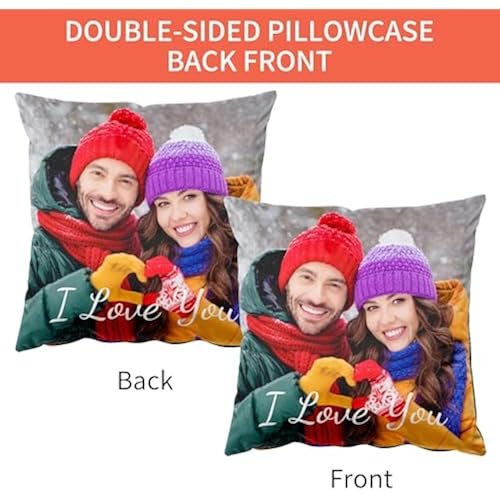 Easycosy Custom Pillow with Picture & Text, Two-Sides Velvet Customized Photo Pillowcase, 16"x16" Personalized Pillow Cover with Photo, Custom Mother's Day Love Gifts (Optional Pillow Insert)