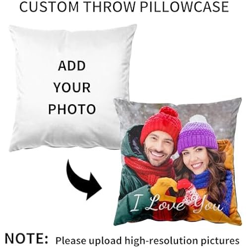 Easycosy Custom Pillow with Picture & Text, Two-Sides Velvet Customized Photo Pillowcase, 16"x16" Personalized Pillow Cover with Photo, Custom Mother's Day Love Gifts (Optional Pillow Insert)