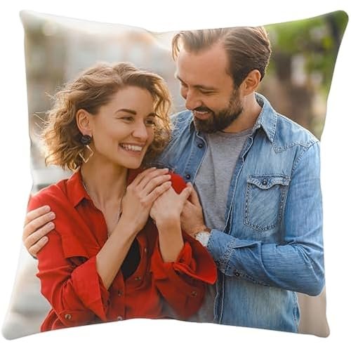 Ships Next Business Day, Made in USA - Custom Personalized Picture Throw-Pillow Cover - Love Keepsake, Personalized Gifts, Decorative Throw Pillow, Customizable Pillow (16x16)