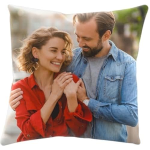 Ships Next Business Day, Made in USA - Custom Personalized Picture Throw-Pillow Cover - Love Keepsake, Personalized Gifts, Decorative Throw Pillow, Customizable Pillow (16x16)