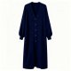Women's Navy Blue Longline Cardigan, Oversized V-Neck Knitted Duster Coat