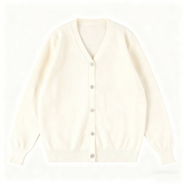 Men's Beige Solid V-Neck Cardigan, Classic Button-Down Knitted Sweater