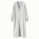 Women's Light Gray Textured Longline Cardigan, V-Neck Knitted Duster Coat