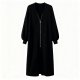 Women's Black Zip-Front Longline Cardigan, Oversized V-Neck Knitted Duster Coat